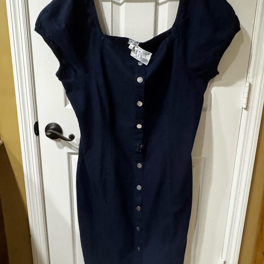 Navy Button-Down Dress